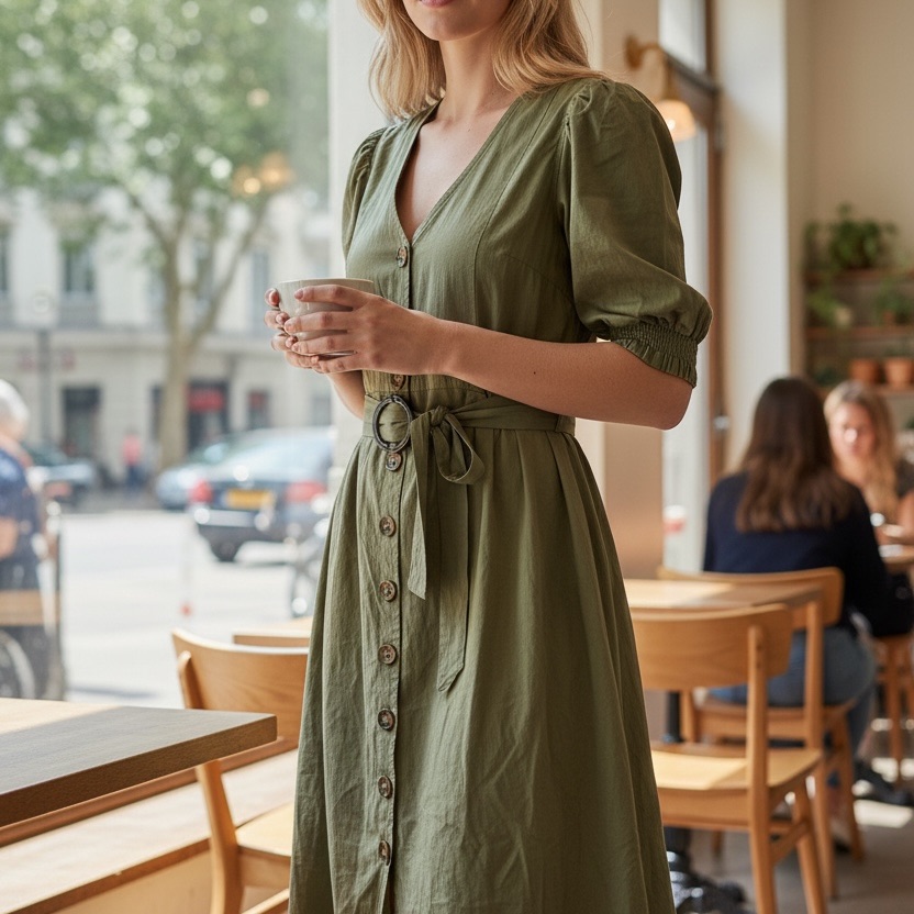 Live 4 Truth Sage Green Button Down Safari Dress
